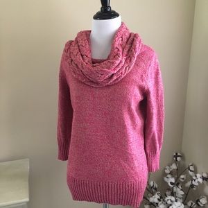 Pink & Gold Cowl Neck Sweater